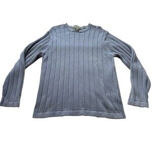 Eddie Bauer Women's Small Blue Cotton Pullover Sweater Heavyweight Ribbed